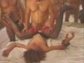 Brunette shemale in mad orgy session